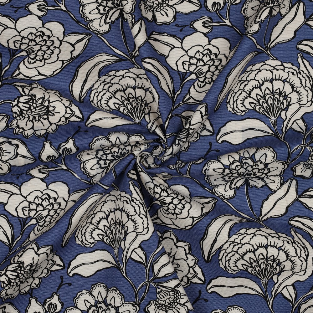 TOILE DÉCORATION FLEURS BLEU #7