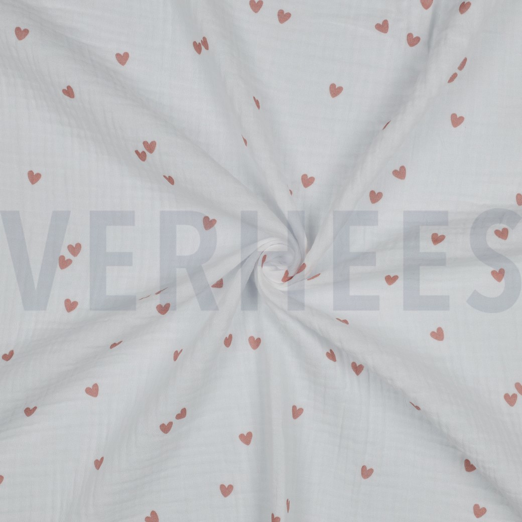DOUBLE GAUZE KLEINE HARTEN WIT #7