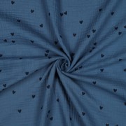 DOUBLE GAUZE SMALL HEARTS INDIGO (thumbnail) #3