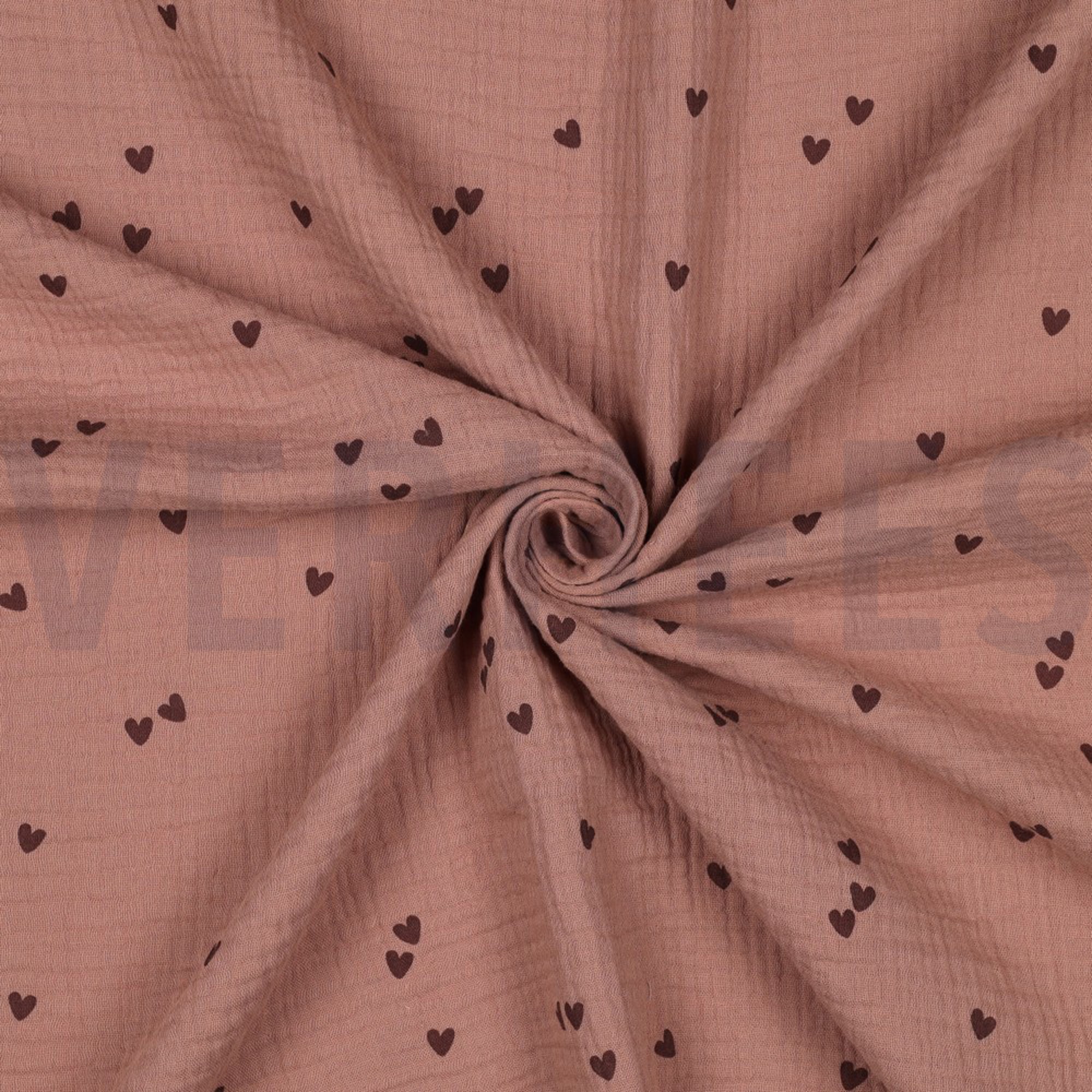 DOUBLE GAZE DE COTON PETITS COEURS MOCHA (high resolution) #3