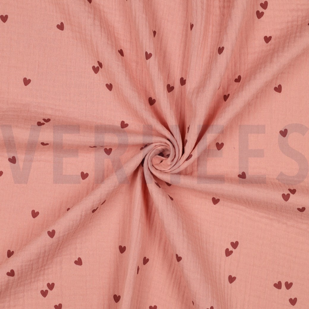 DOUBLE GAUZE KLEINE HARTEN BLUSH #7