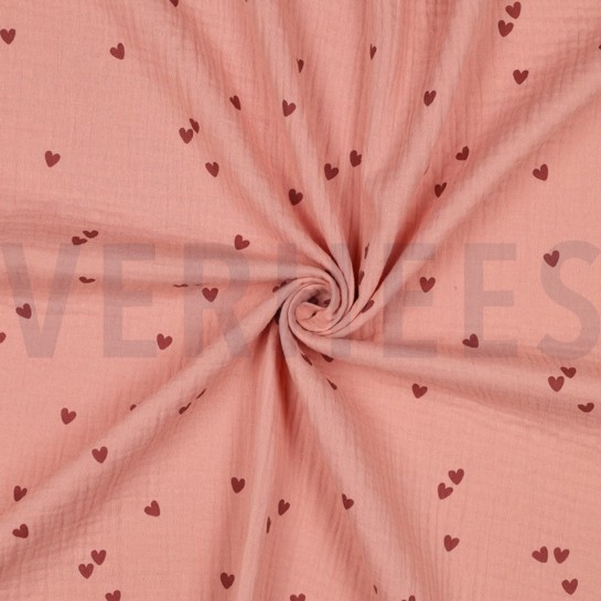 DOUBLE GAUZE KLEINE HARTEN BLUSH #7