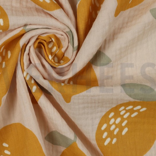 DOUBLE GAUZE LEMONS SAND #7