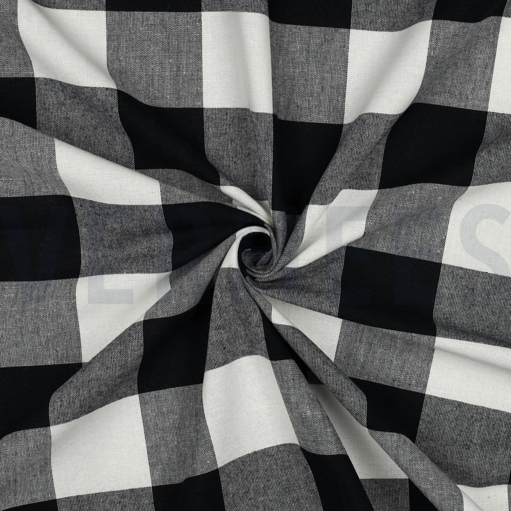 COTON TEIL FIL RAYURES & CARREAUX NOIR #7