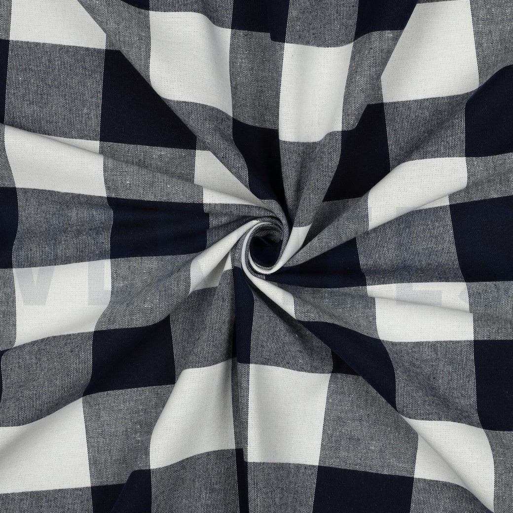 COTON TEIL FIL RAYURES & CARREAUX BLEU MARINE #7