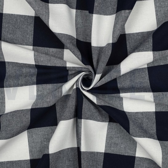 COTTON YARN DYED STRIPES & CHECKS NAVY #7