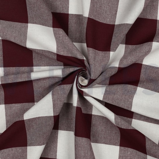 COTTON YARN DYED STRIPES & CHECKS AUBERGINE #7