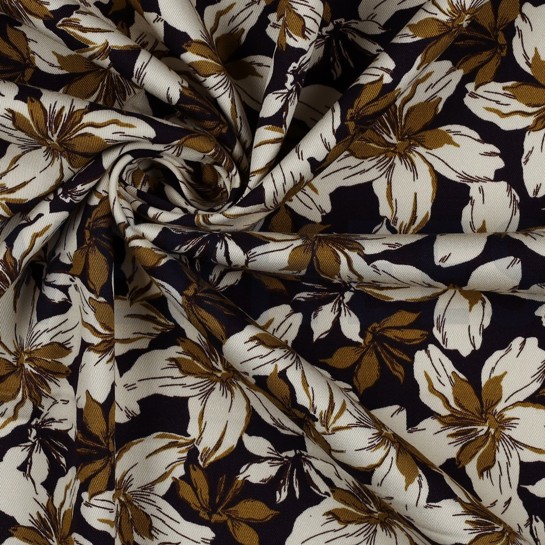 VISKOSE ROSELLA STRETCH BLUMEN DUNKELVIOLETT #7