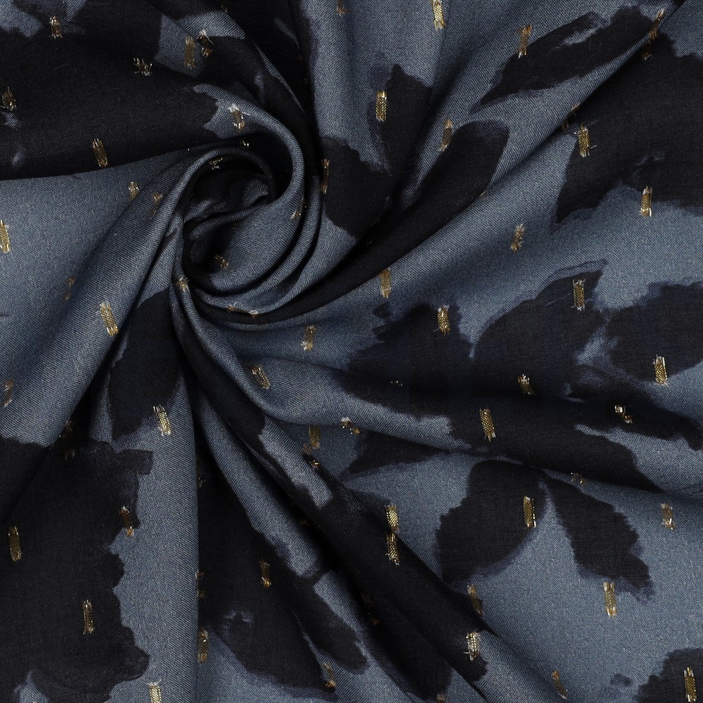 VISCOSE LUREX DIGITAL FLEURS BLEU #7
