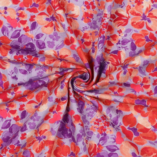 JERSEY DIGITAL FLOWERS LILAC #7