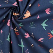 POPELINE DE COTON OISEAUX BLEU MARINE (thumbnail) #3
