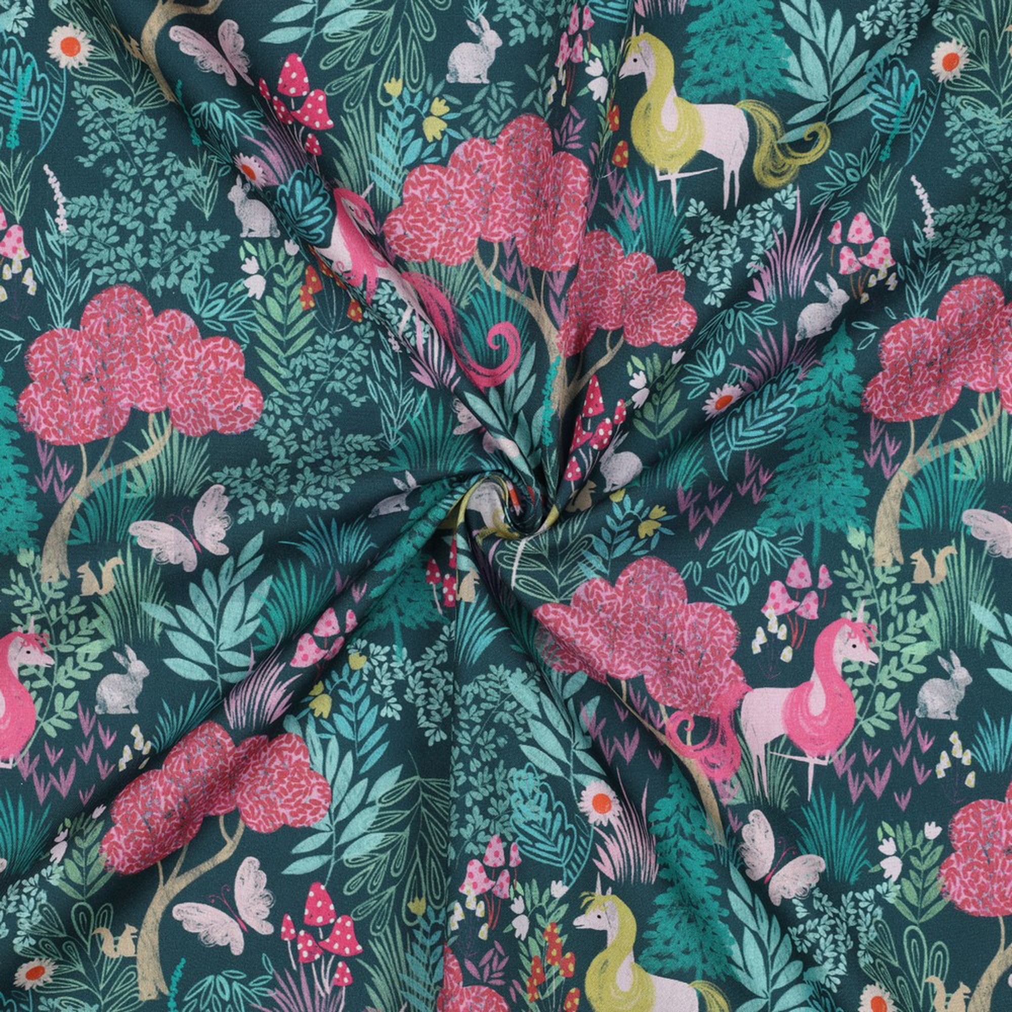 FINE POPLIN DIGITAL UNICORNS DARK GREEN (high resolution) #3