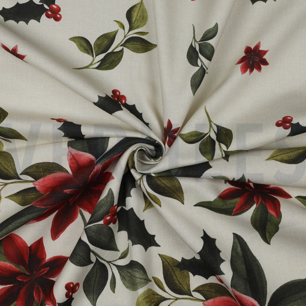CANVAS DIGITAL CHRISTMAS FLOWERS LINEN LOOK #7