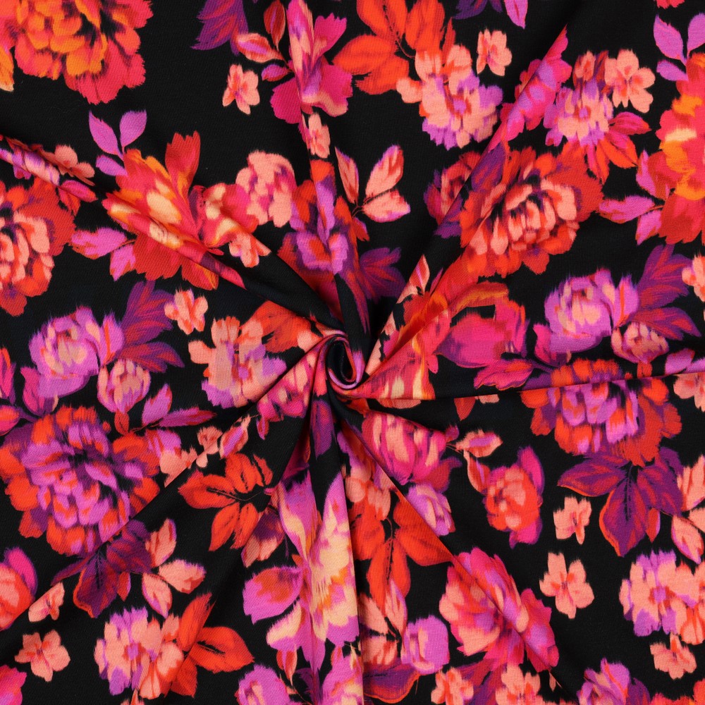 JERSEY DIGITAAL BLOEMEN ZWART #7