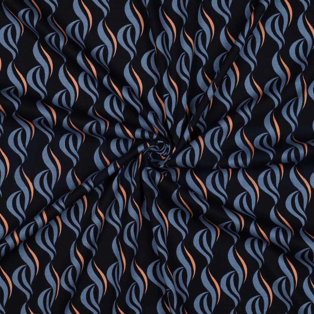 VISKOSE ROSELLA STRETCH ABSTRACT MARINEBLAU #7