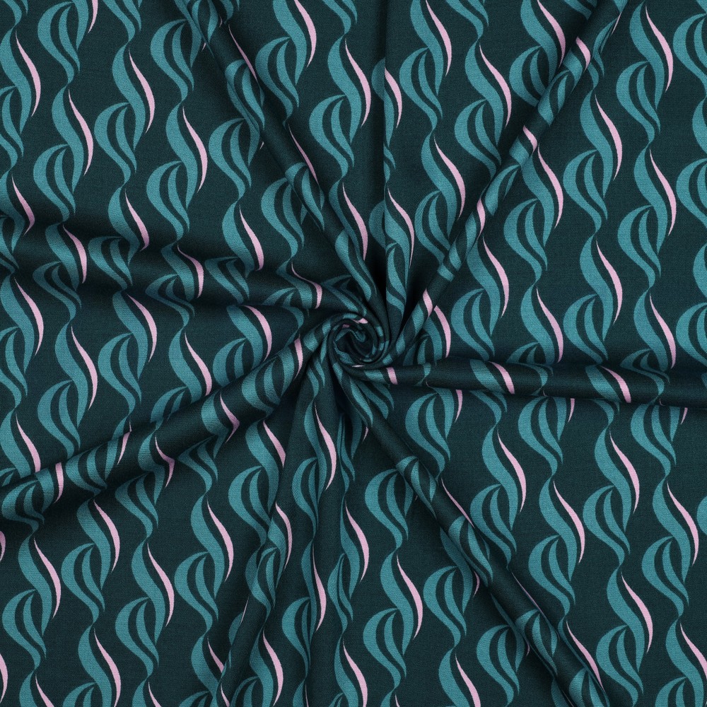 VISKOSE ROSELLA STRETCH ABSTRACT PETROL #7