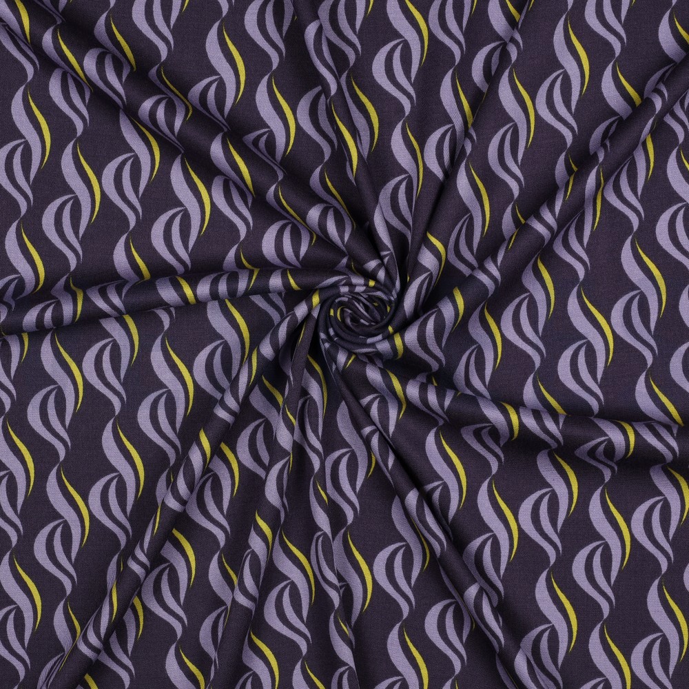 VISKOSE ROSELLA STRETCH ABSTRACT DUNKELVIOLETT #7