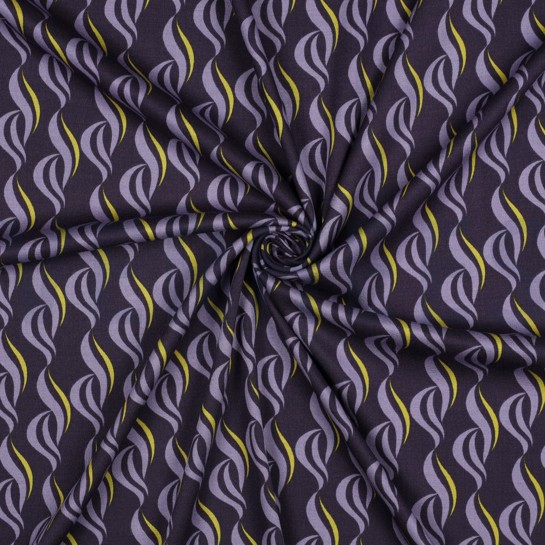 VISCOSE ROSELLA STRETCH ABSTRACT DONKERPAARS #7