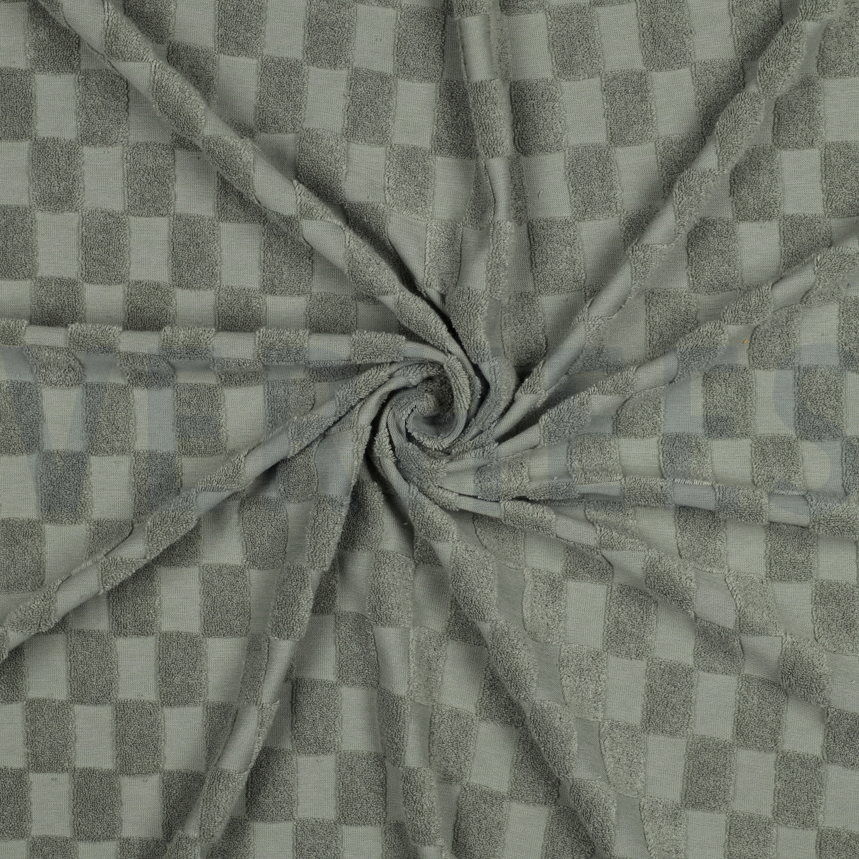 COTTON TOWELLING KNIT CHECKS GREEN #7