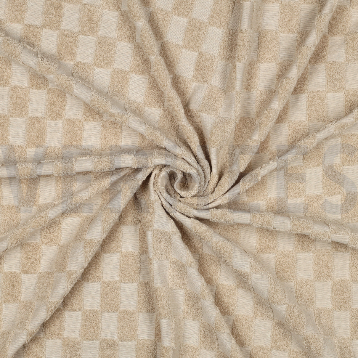 COTTON TOWELLING KNIT CHECKS SAND #7