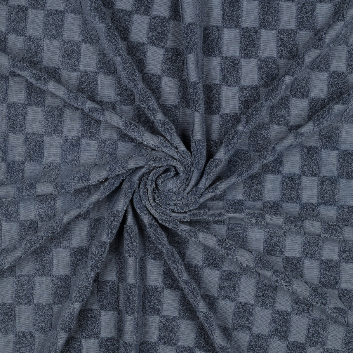 COTTON TOWELLING KNIT CHECKS BLUE #7