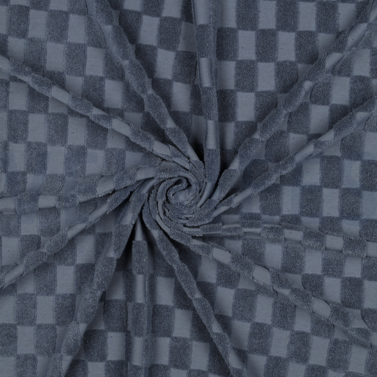 BAUMWOLLE FROTTEE GESTRICKT KAROS BLAU #7