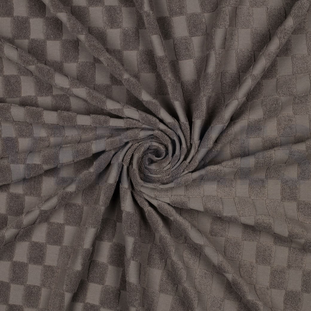 COTTON TOWELLING KNIT CHECKS TAUPE #7