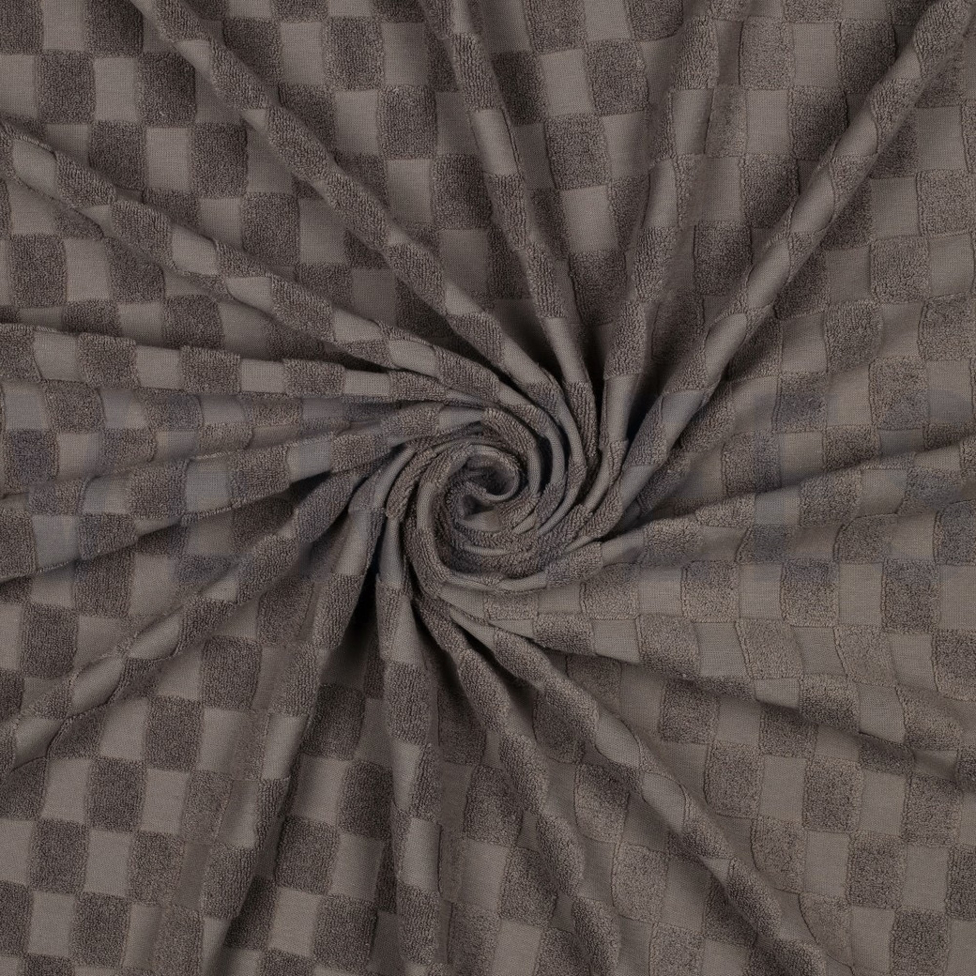 BAUMWOLLE FROTTEE GESTRICKT KAROS TAUPE (high resolution) #3