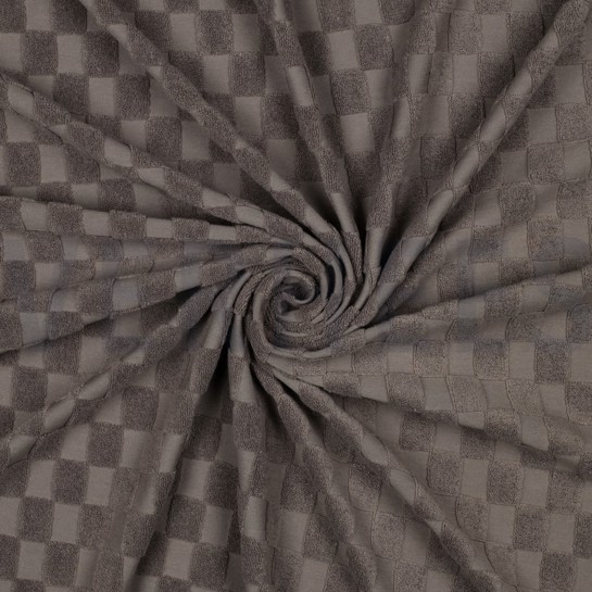 BAUMWOLLE FROTTEE GESTRICKT KAROS TAUPE #7