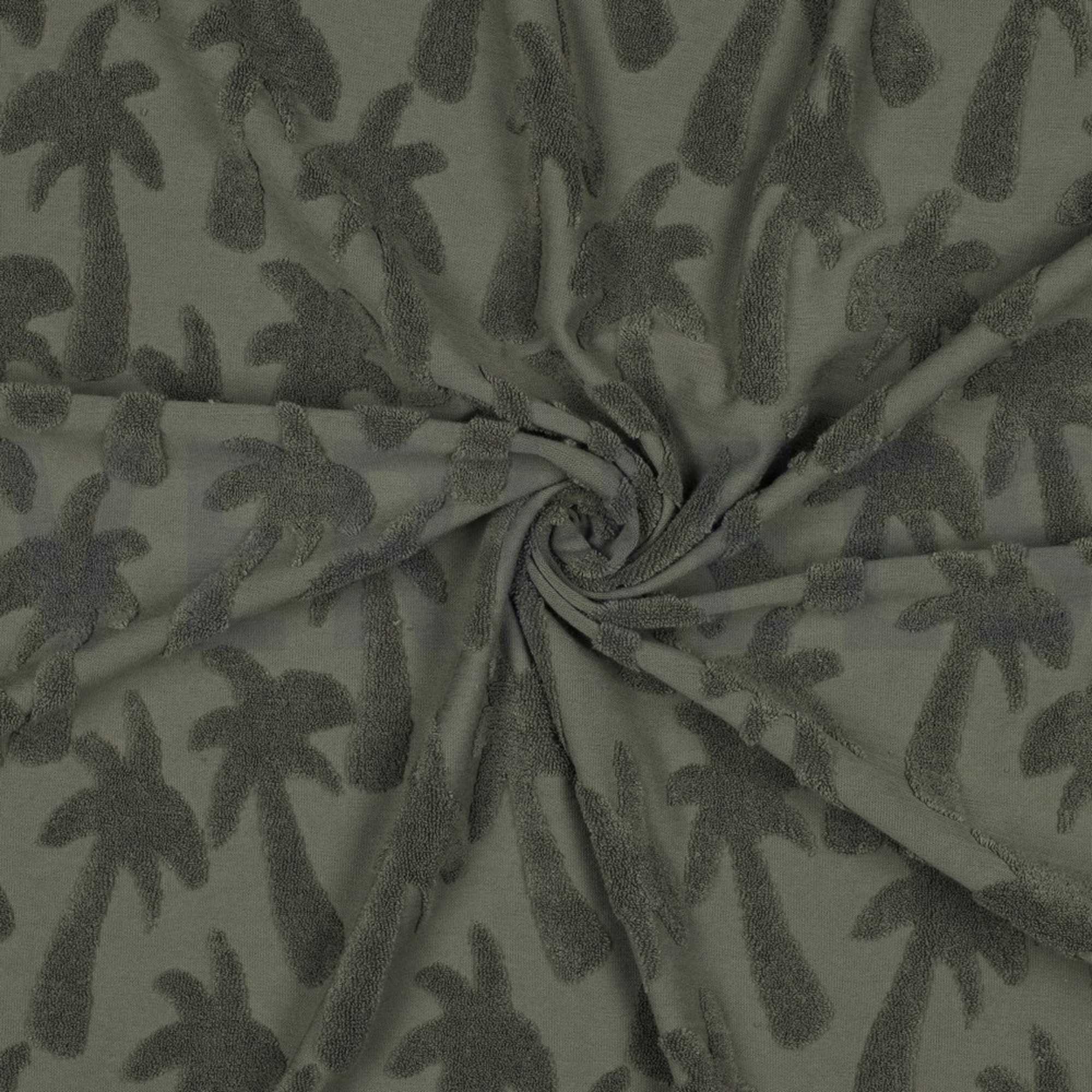 COTTON TOWELLING KNIT PALMTREES ARMY GREEN (high resolution) #3