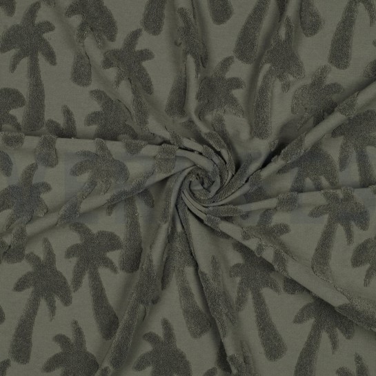 COTTON TOWELLING KNIT PALMTREES ARMY GREEN #7
