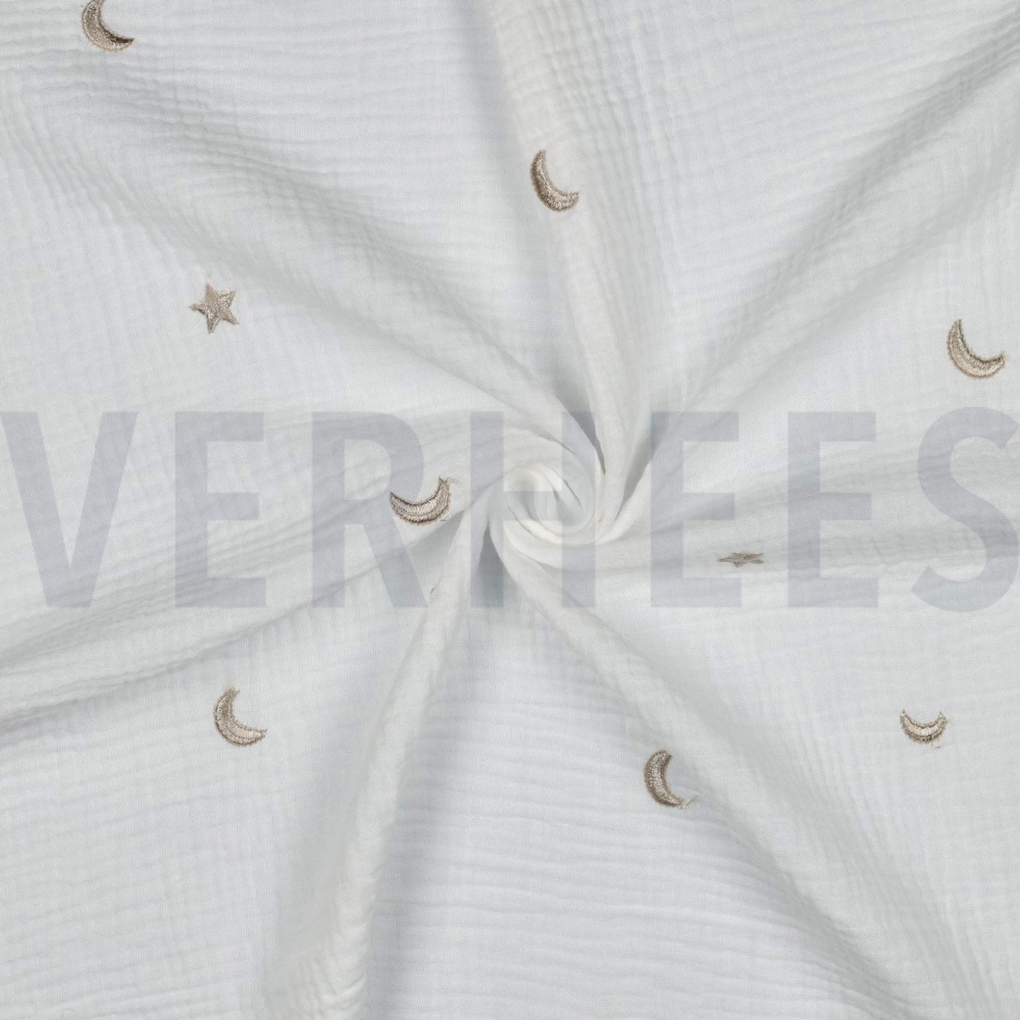 DOUBLE GAUZE EMBROIDERY STERREN GEBROKEN WIT (high resolution) #3