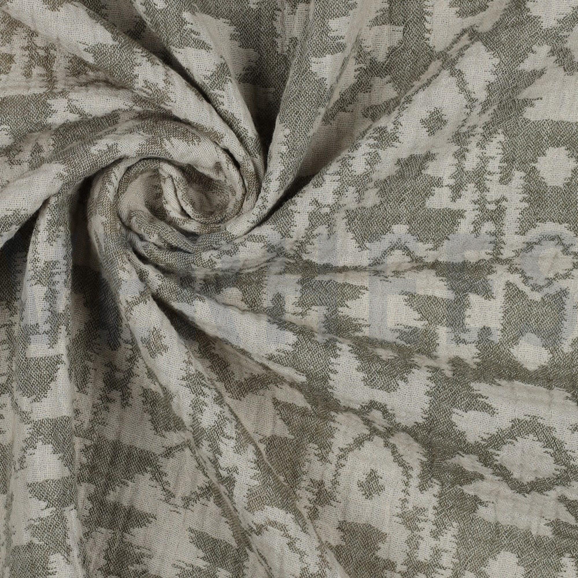 MUSSELIN JACQUARD AZTEC ARMEEGRÜN (high resolution) #3