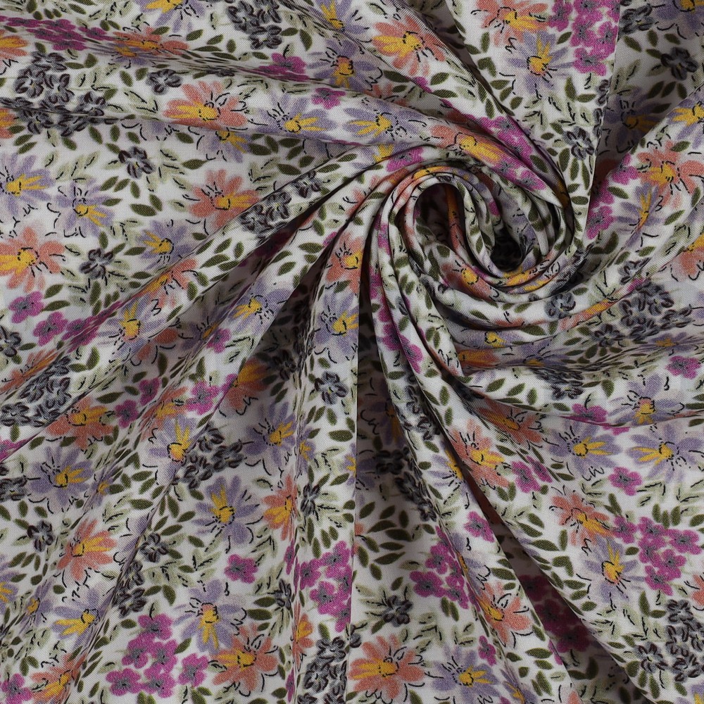 VISCOSE RADIANCE DIGITAL FLOWERS GREEN/PURPLE #7
