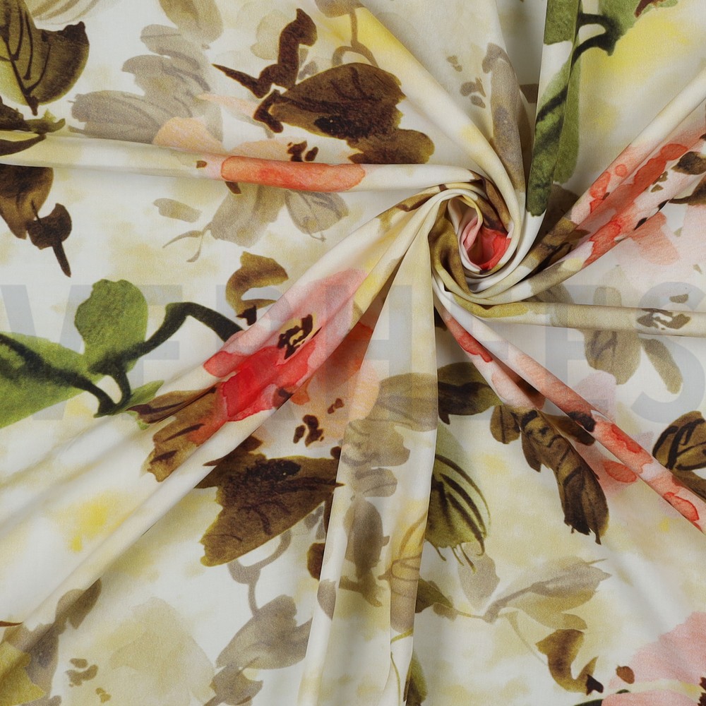 VISCOSE RADIANCE DIGITAAL BLOEMEN GROEN #7