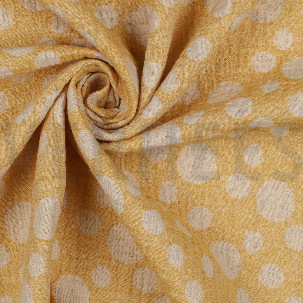 DOUBLE GAUZE JACQUARD STIPPEN DONKERGEEL #7