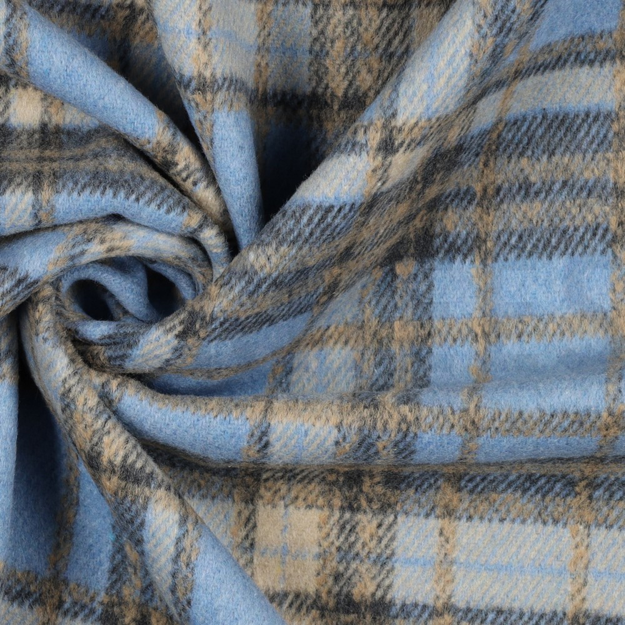 GEBORSTELDE MANTELSTOF RUITEN DENIM (high resolution) #3