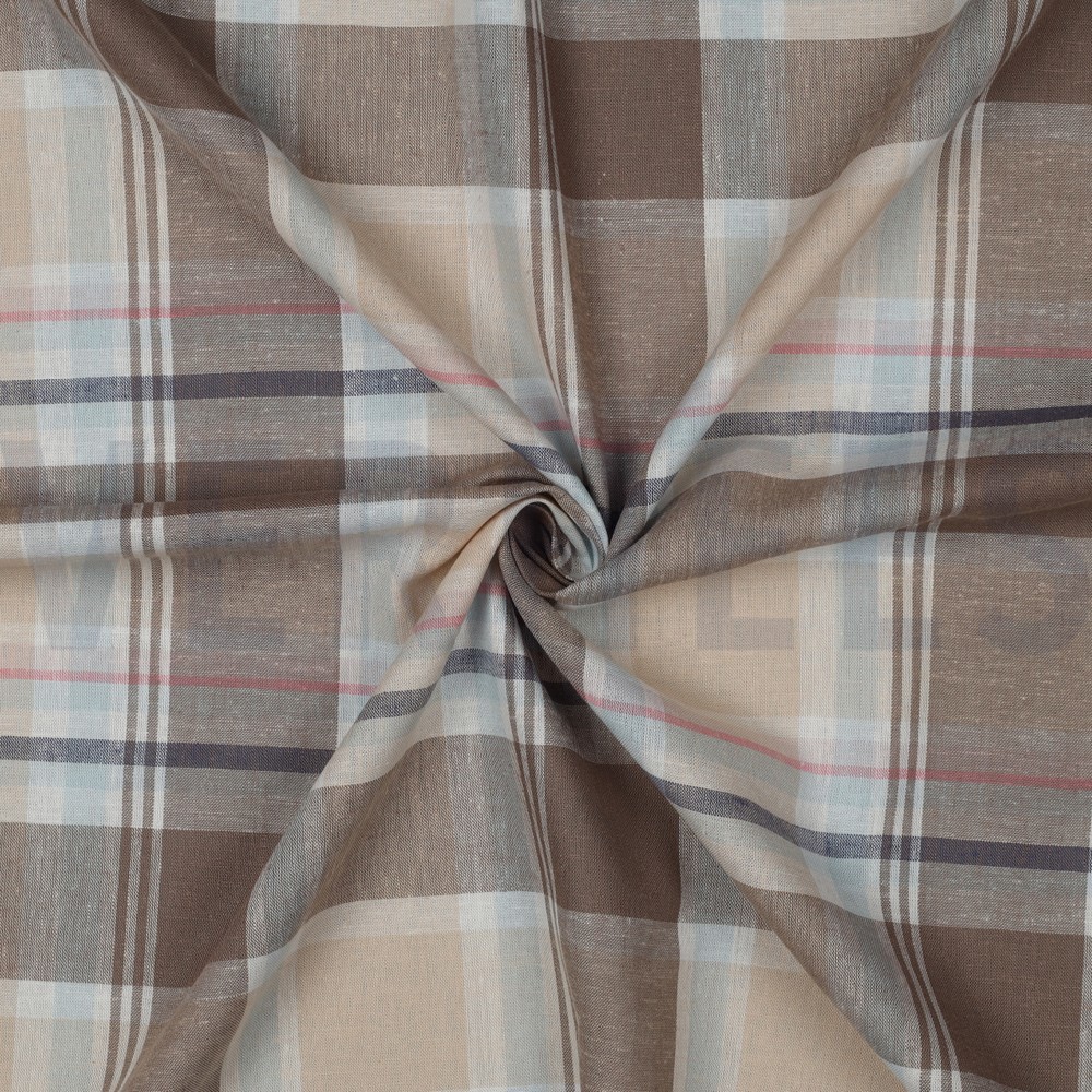 LINEN VISCOSE YARN DYED CHECKS TAUPE #7