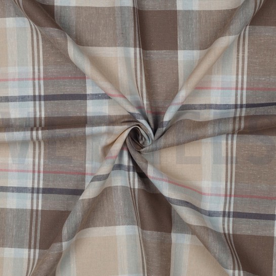 LEINEN VISKOSE GARNGEFÄRBTE KAROS TAUPE #7