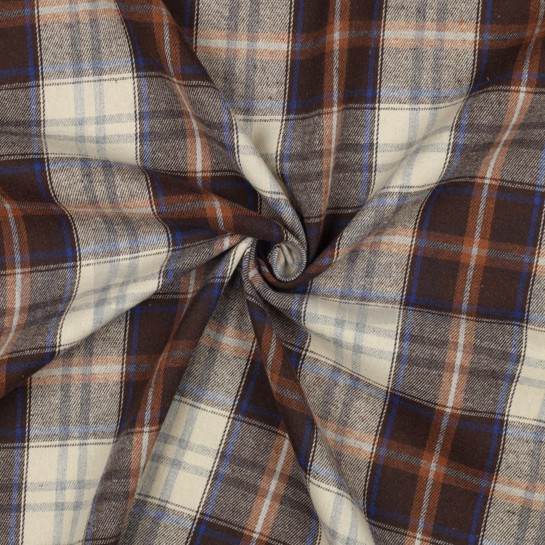 GEBÜRSTETER MANTELSTOFF GARNGEFÄRBT KAROS BRAUN #7