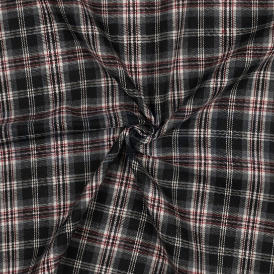 GEBÜRSTETER MANTELSTOFF GARNGEFÄRBT KAROS SCHWARZ #7