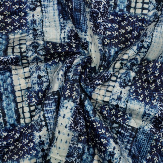 STEPPSTOFF VELVET DIGITAL PATCHWORK MARINEBLAU #7