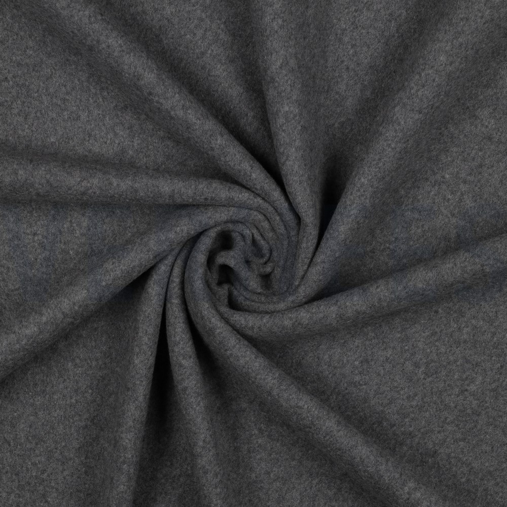 BAUMWOLLE FLEECE GOTS DUNKELGRAU MELIERT #7