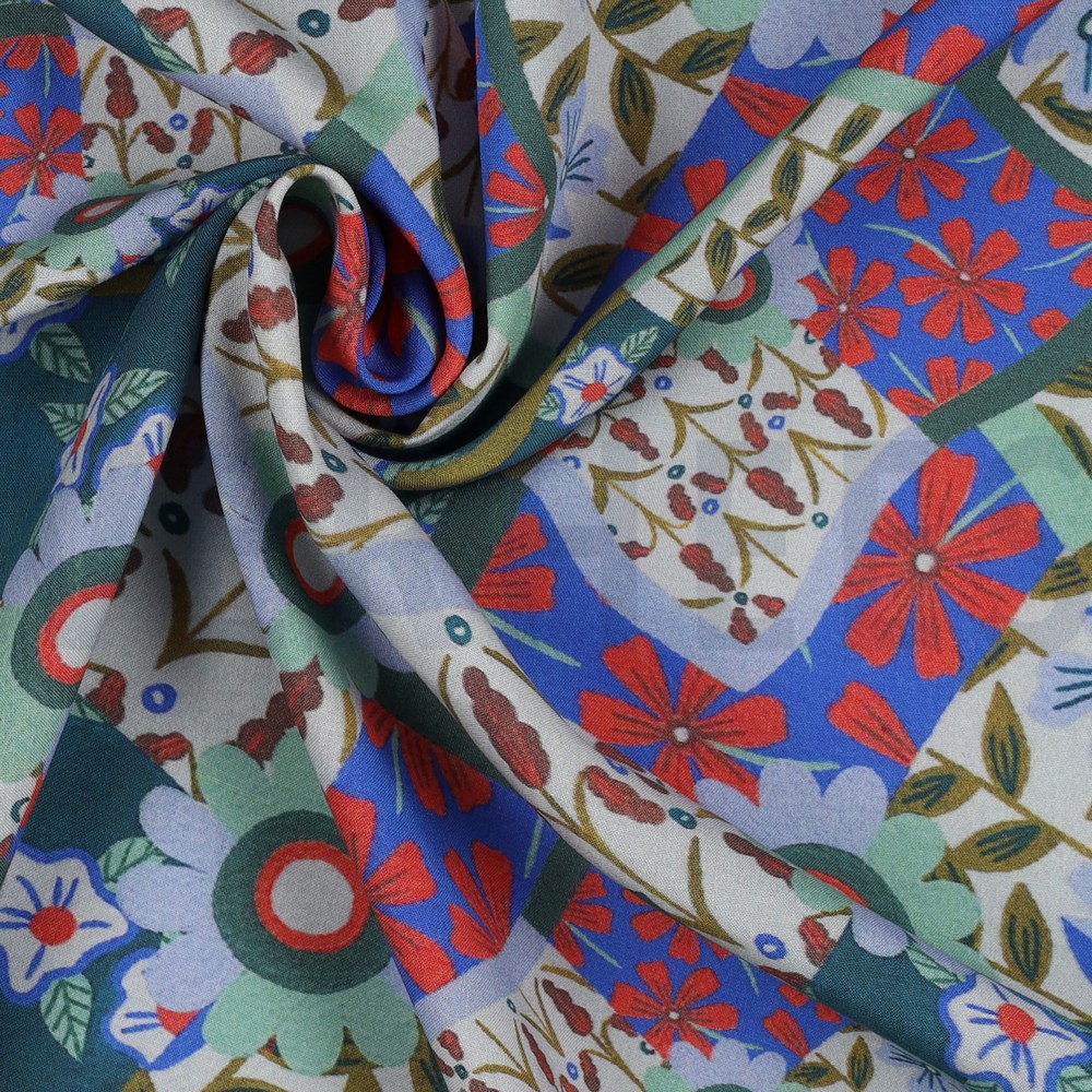 VISCOSE RADIANCE DIGITAAL BLOEMEN BLAUW #7