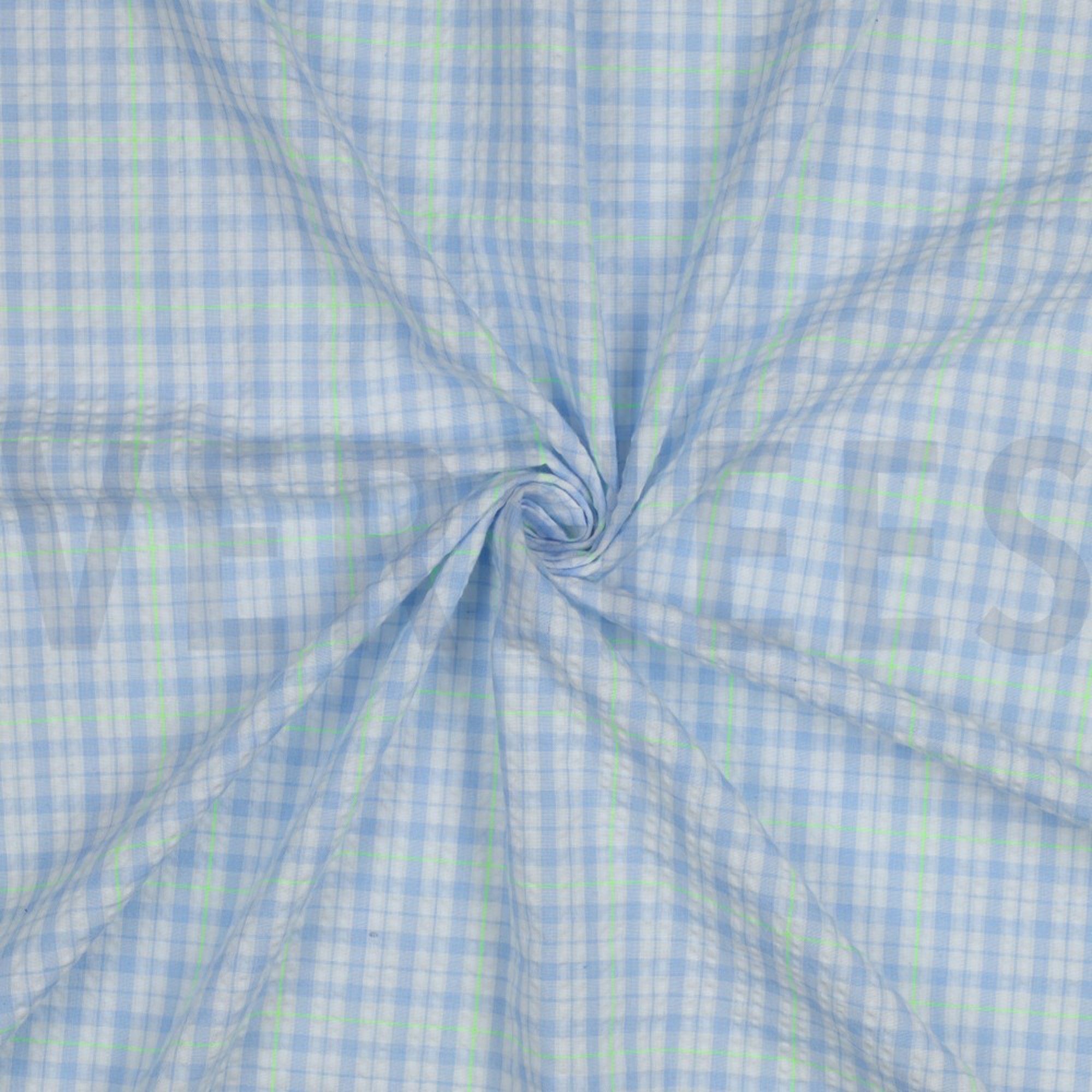 COTTON SEERSUCKER NEON CHECKS LIGHT BLUE (high resolution) #3