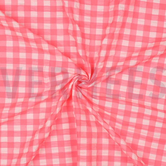 COTON TEINT FIL NÉON CARREAUX ROSE #7