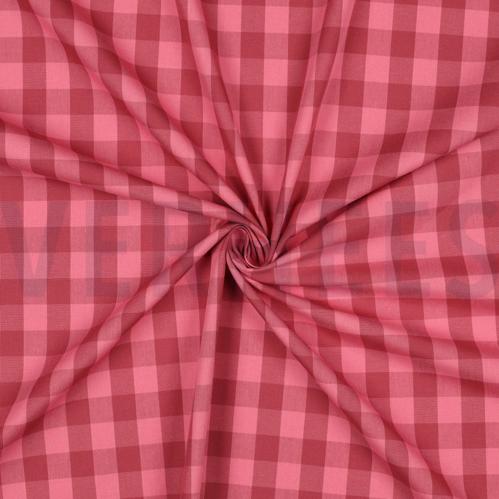 KATOEN GARENGEVERFD RUITEN MAUVE / BORDEAUXROOD #7