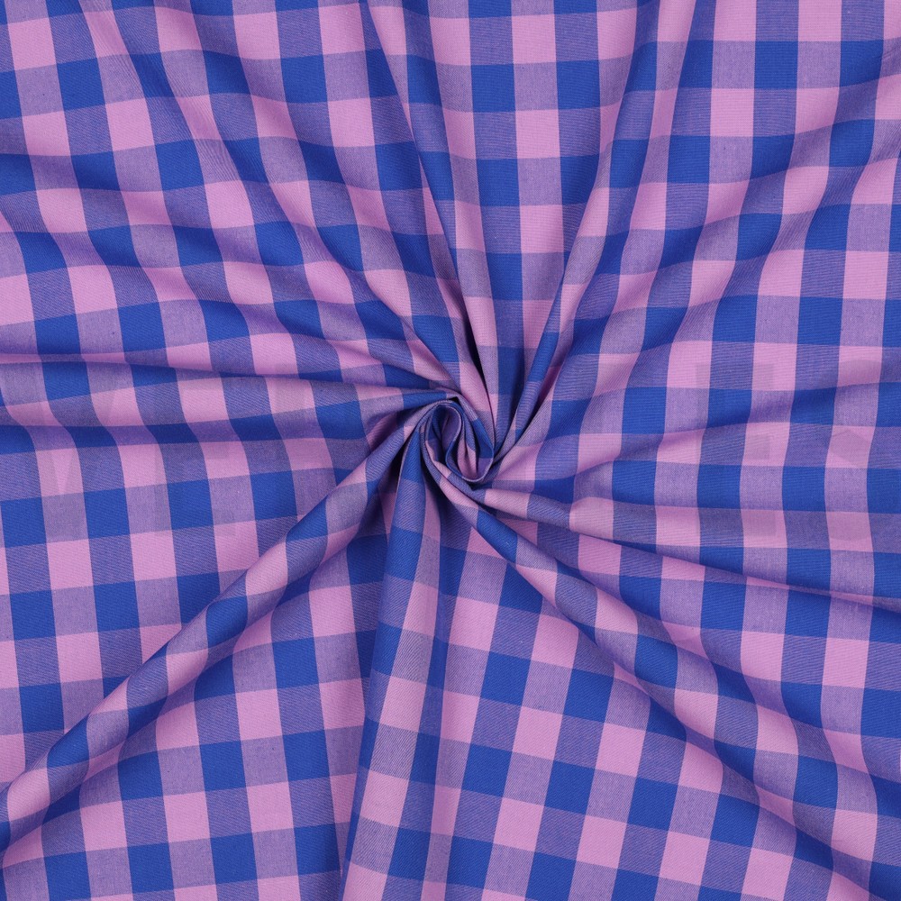 COTTON YARN DYED CHECKS LAVENDER/BLUE #7