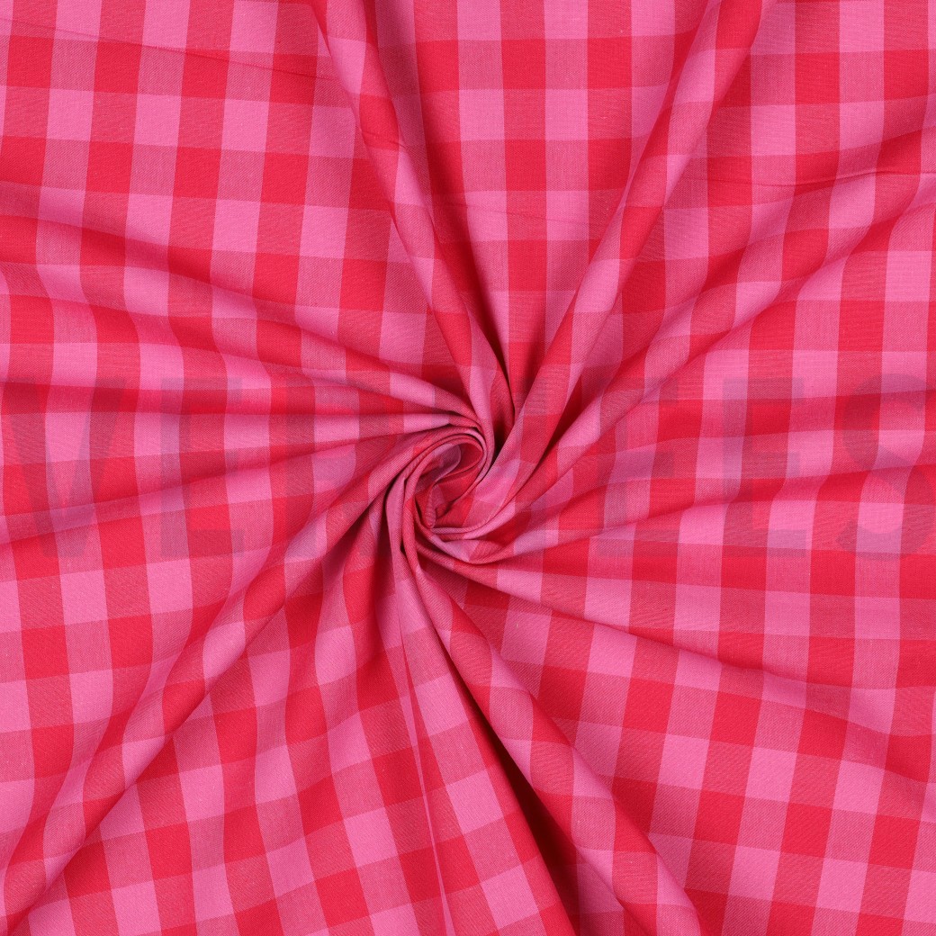 COTTON YARN DYED CHECKS RED #7