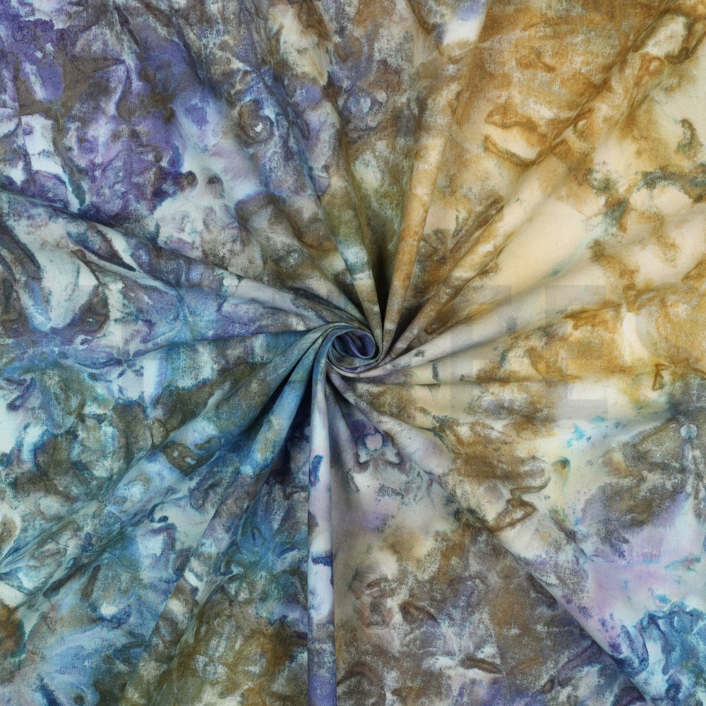 HANDGEMAAKTE BATIK KATOEN GOUD/LAVENDEL #7